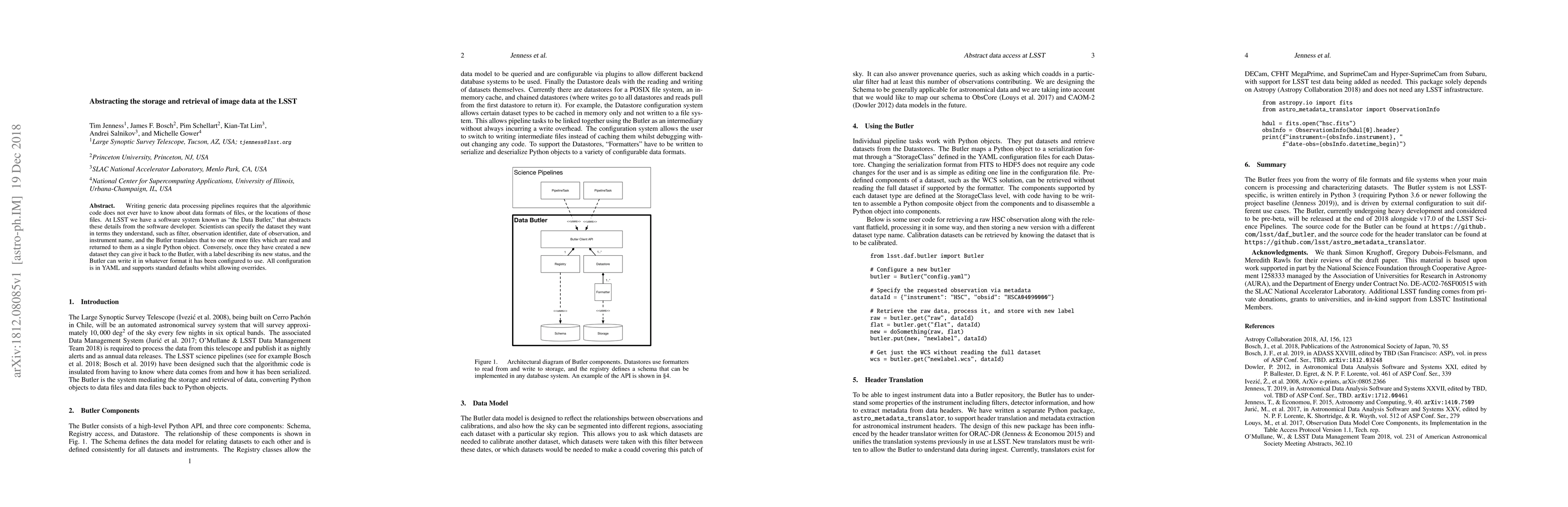Thumbnail for Abstracting the storage and retrieval of image data at the LSST