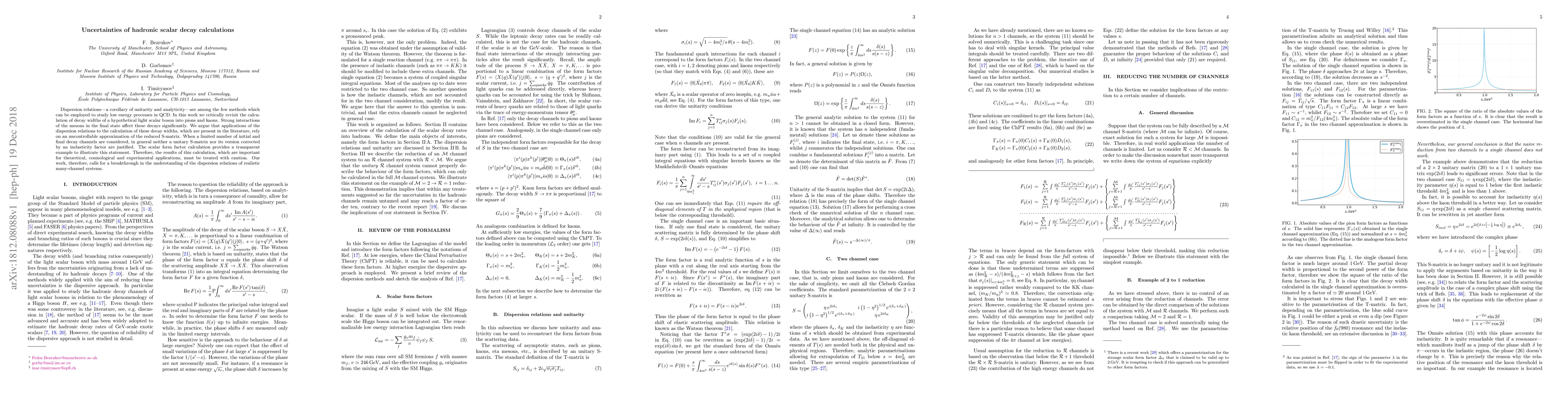 Thumbnail for Uncertainties of hadronic scalar decay calculations