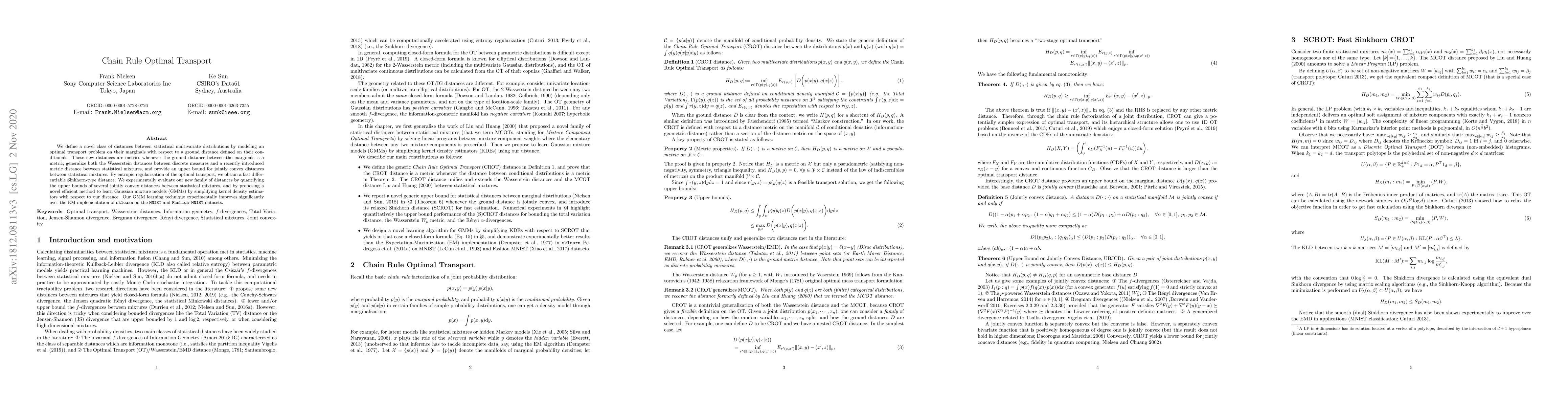 Thumbnail for On The Chain Rule Optimal Transport Distance