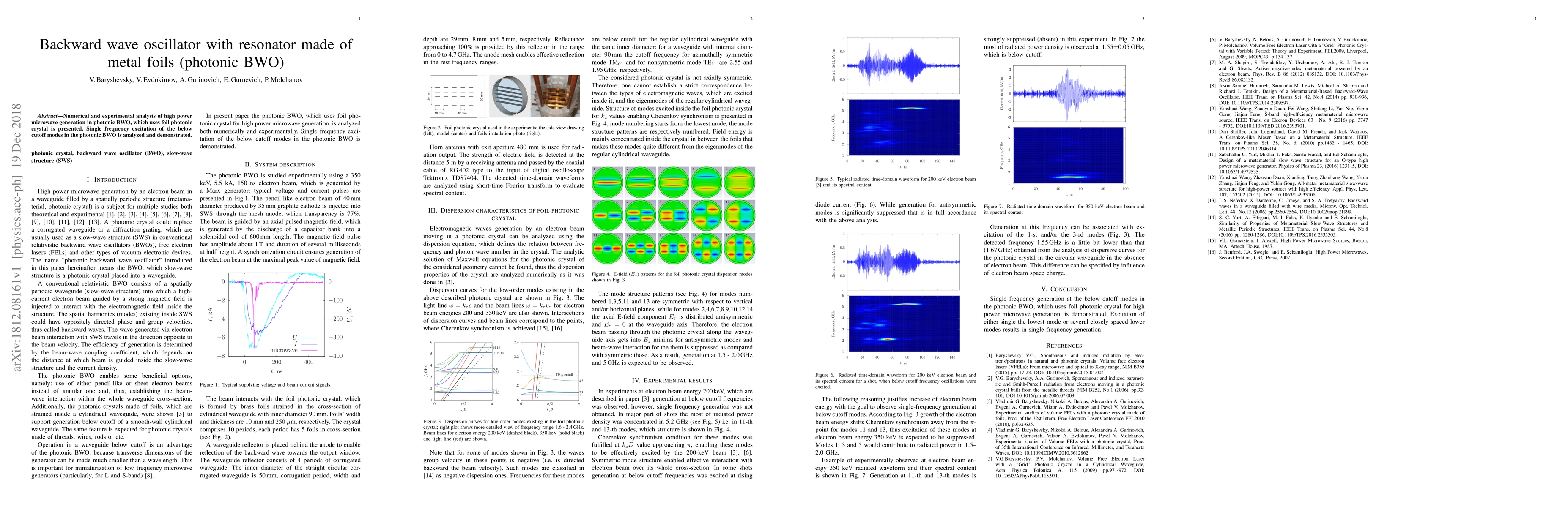 Thumbnail for Backward wave oscillator with resonator made of metal foils (photonic
  BWO)