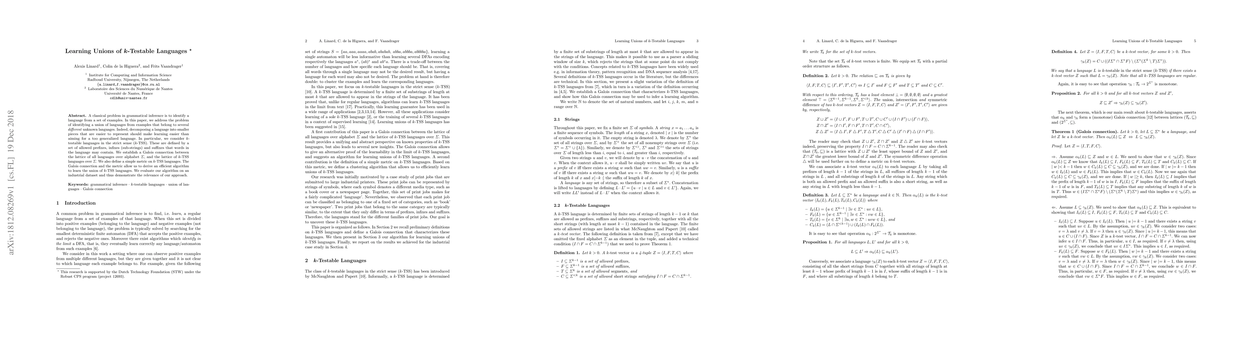 Thumbnail for Learning Unions of k-Testable Languages