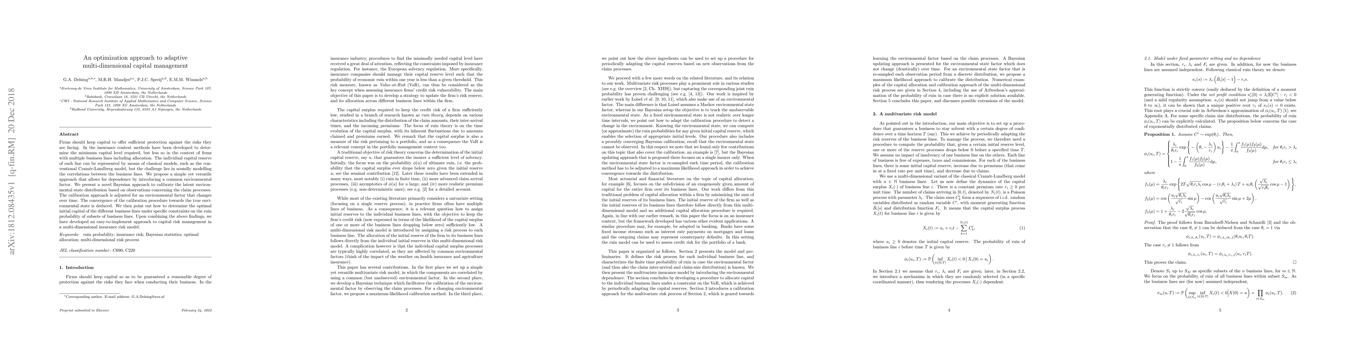 Thumbnail for An optimization approach to adaptive multi-dimensional capital
  management