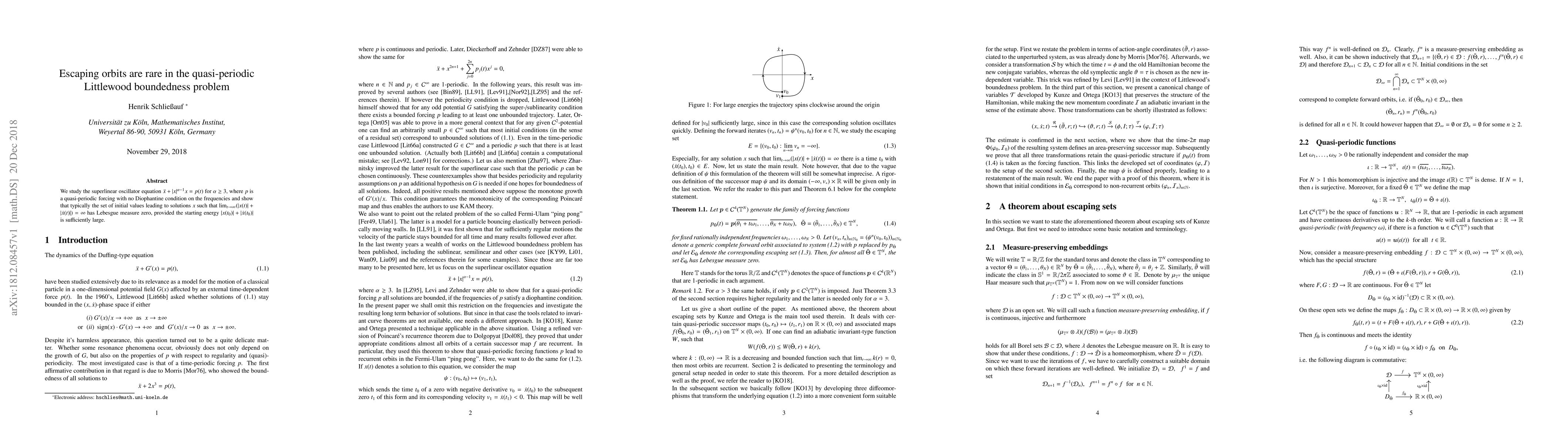 Thumbnail for Escaping orbits are rare in the quasi-periodic Littlewood boundedness
  problem