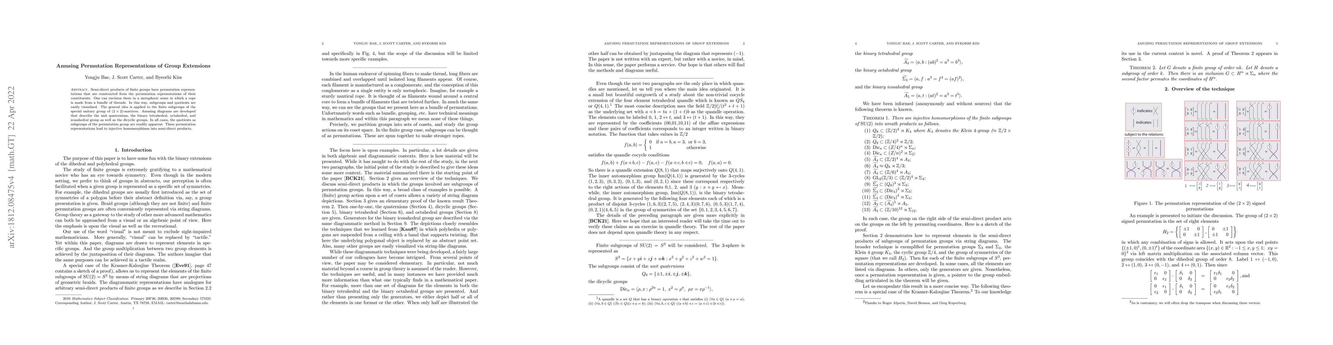 Thumbnail for Amusing Permutation Representations of Group Extensions