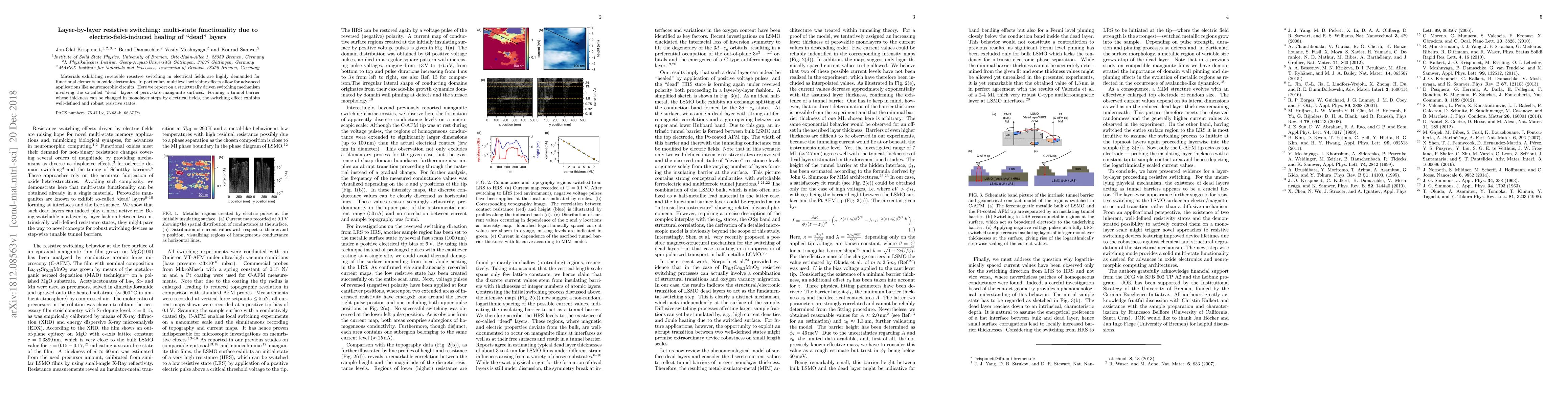 Thumbnail for Layer-by-layer resistive switching: multi-state functionality due to
  electric-field-induced healing of "dead" layers