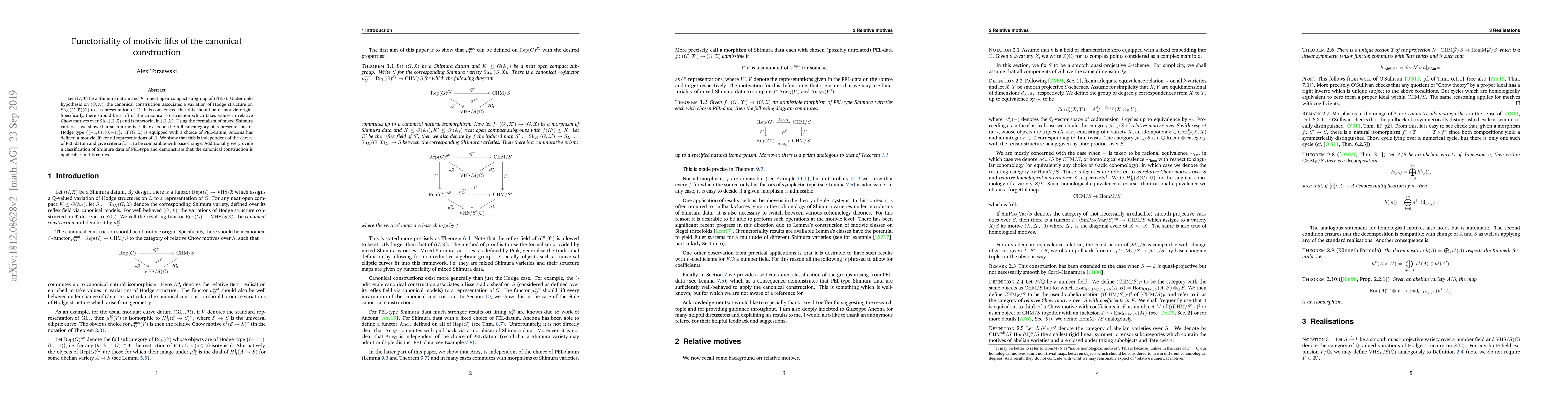 Thumbnail for Functoriality of motivic lifts of the canonical construction