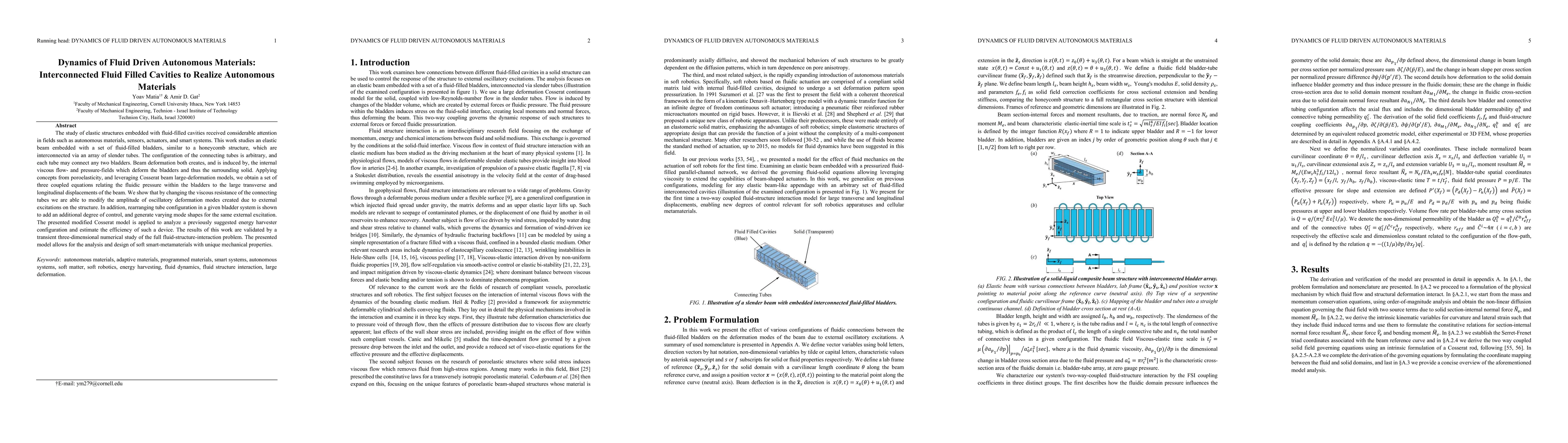 Thumbnail for Dynamics of Fluid Driven Autonomous Materials: Interconnected Fluid
  Filled Cavities to Realize Autonomous Materials