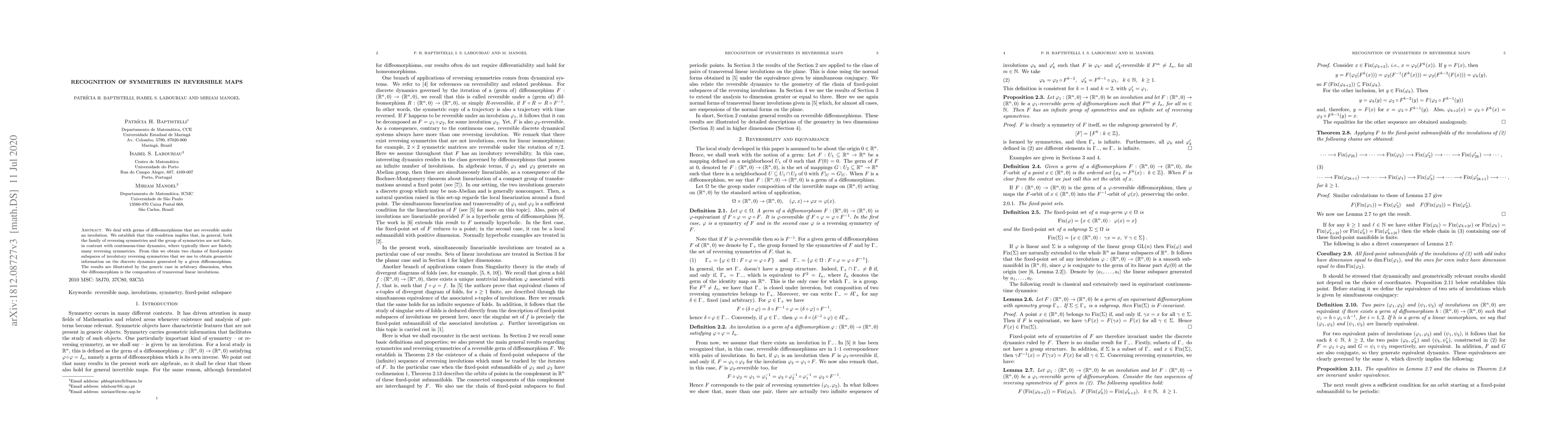 Thumbnail for Recognition of symmetries in reversible maps