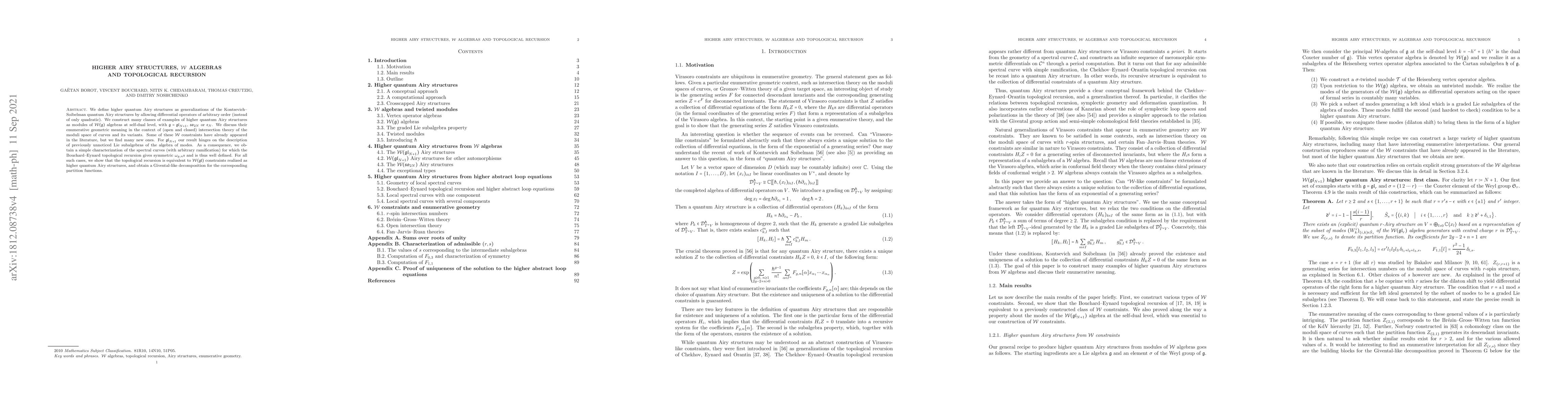 Thumbnail for Higher Airy structures, W algebras and topological recursion