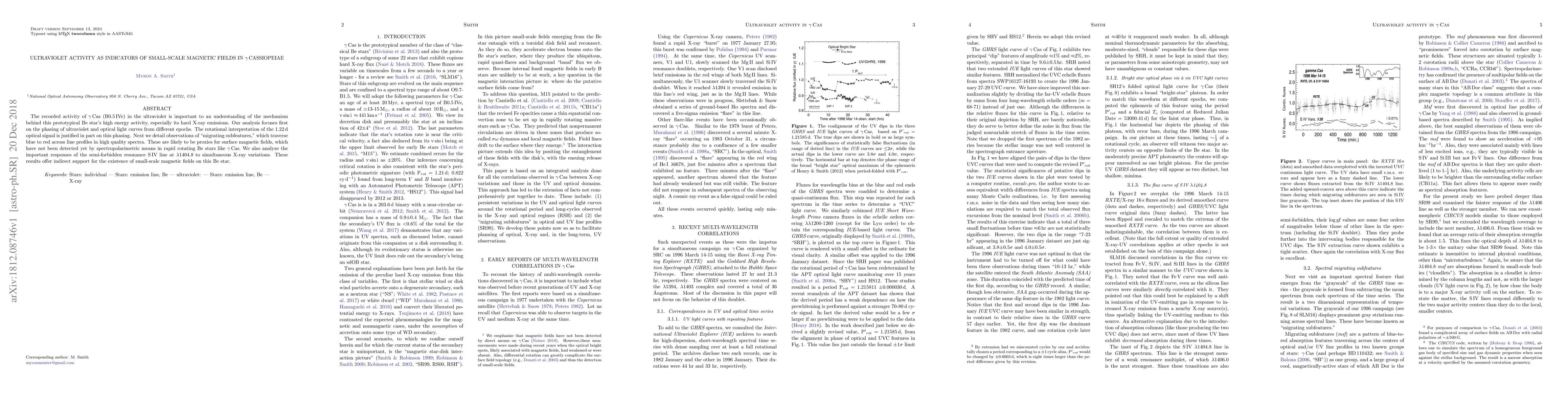 Thumbnail for Ultraviolet Activity as indicator of Small-scale Magnetic Fields in
  gamma Cassiopeiae