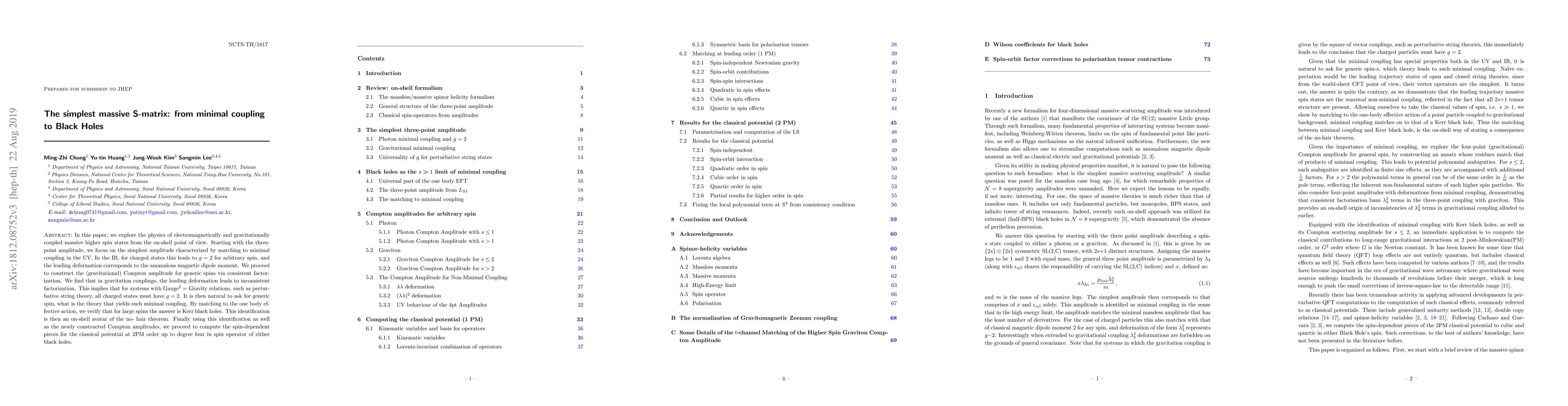 Thumbnail for The simplest massive S-matrix: from minimal coupling to Black Holes