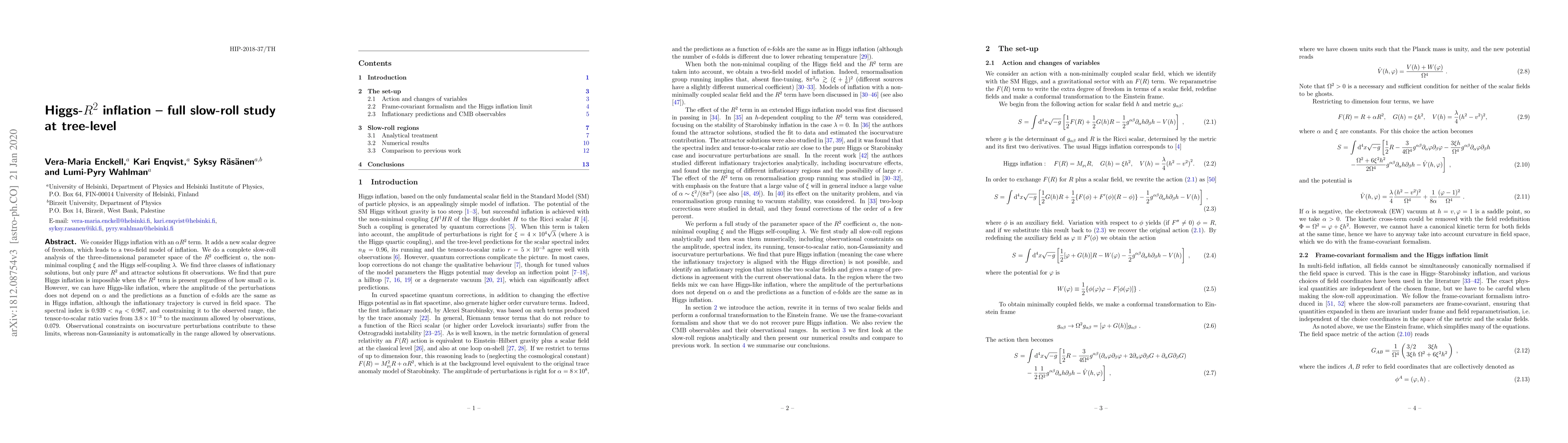 Thumbnail for Higgs-$R^2$ inflation -- full slow-roll study at tree-level