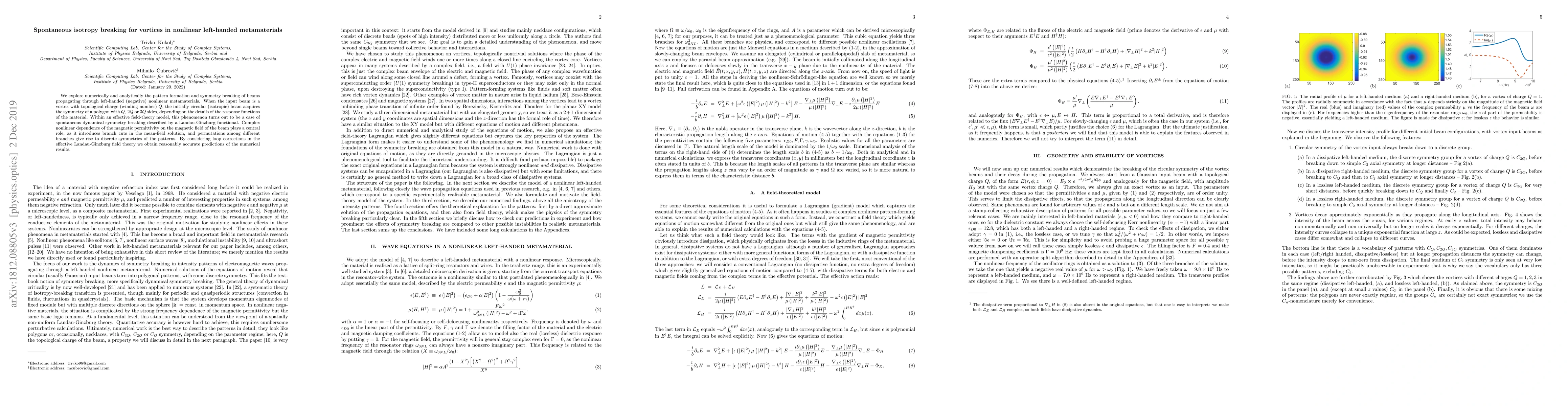 Thumbnail for Spontaneous isotropy breaking for vortices in nonlinear left-handed
  metamaterials