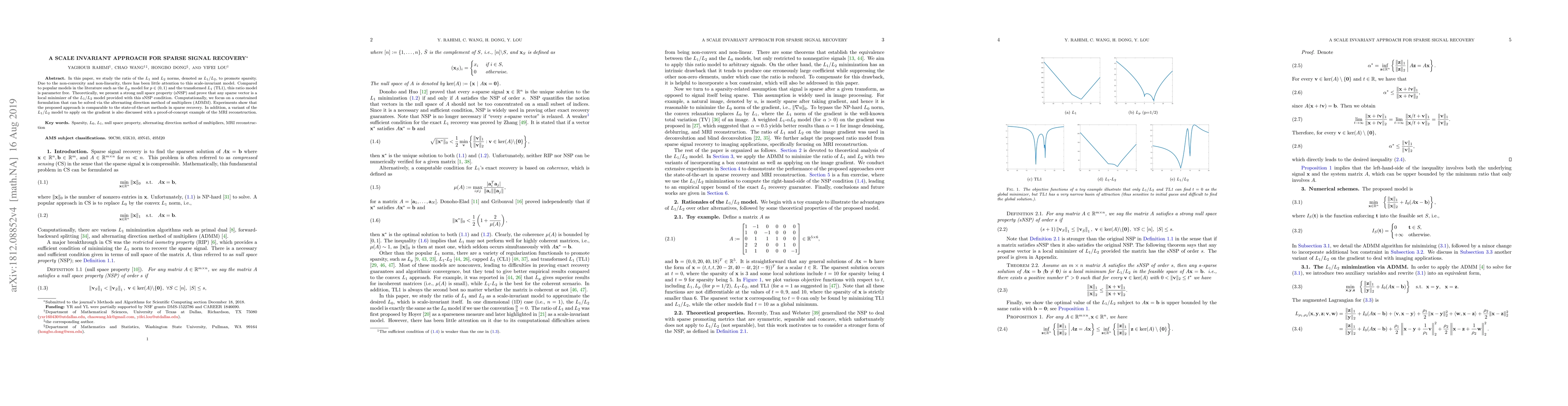 Thumbnail for A Scale Invariant Approach for Sparse Signal Recovery