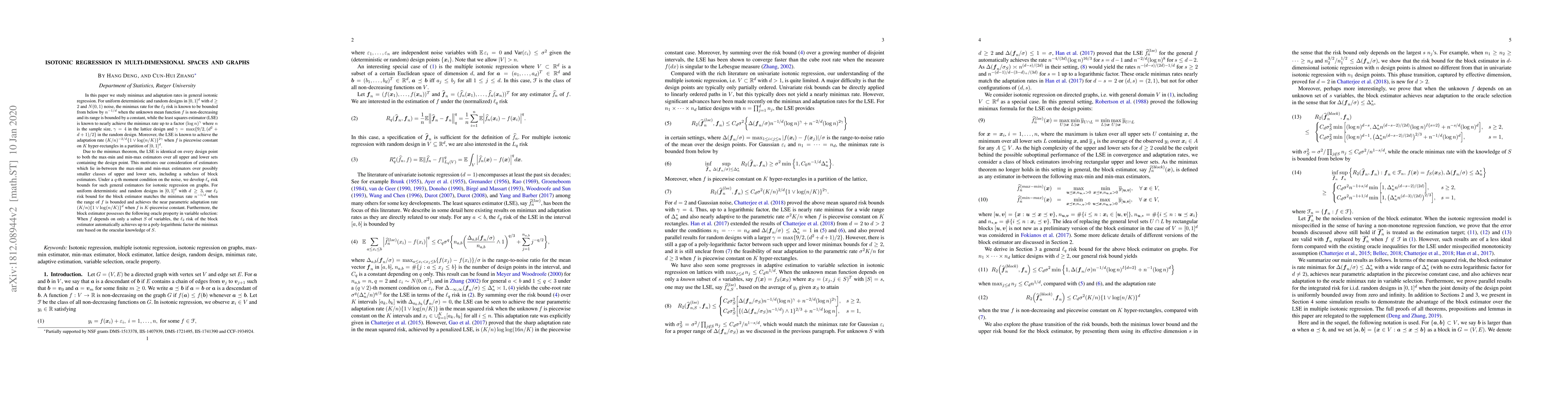 Thumbnail for Isotonic Regression in Multi-Dimensional Spaces and Graphs