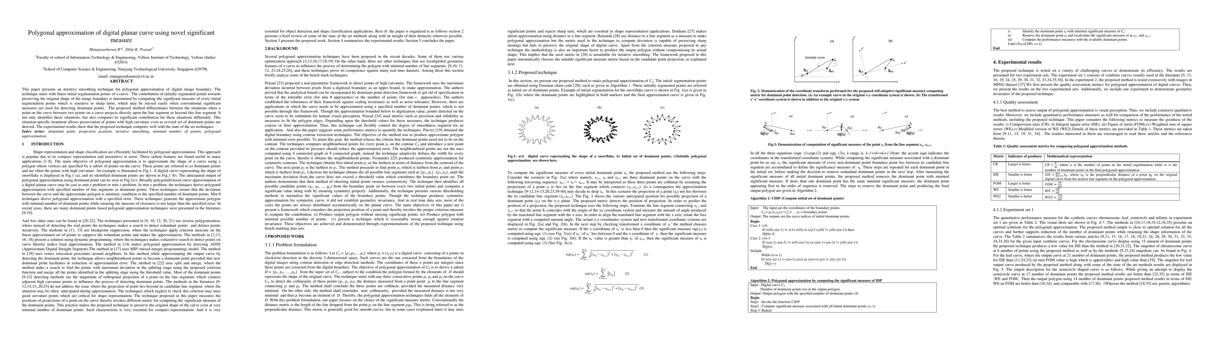 Thumbnail for Polygonal approximation of digital planar curve using novel significant
  measure