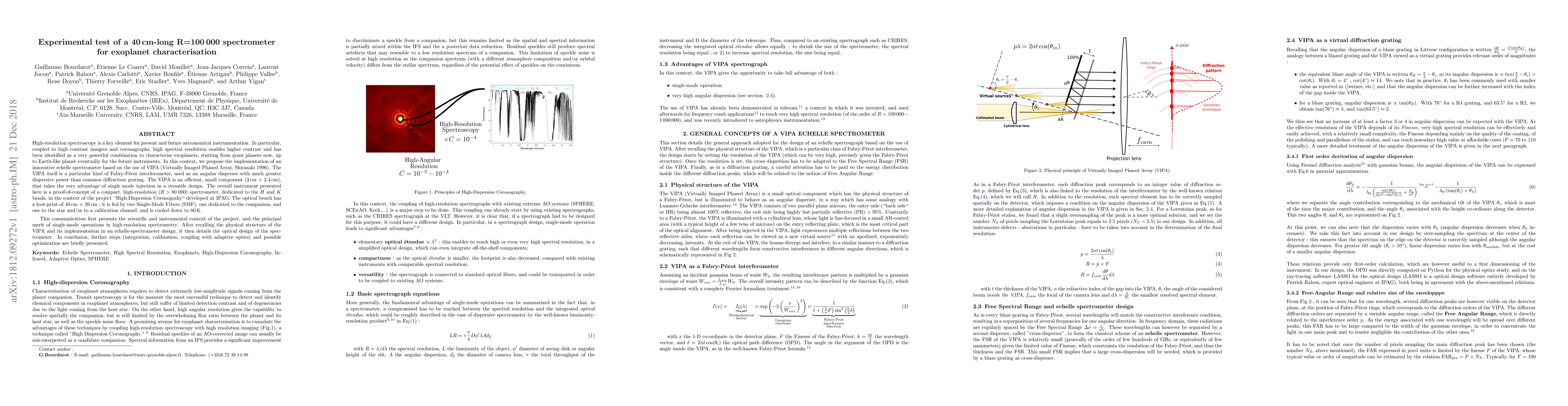 Thumbnail for Experimental test of a 40 cm-long R=100 000 spectrometer for exoplanet
  characterisation