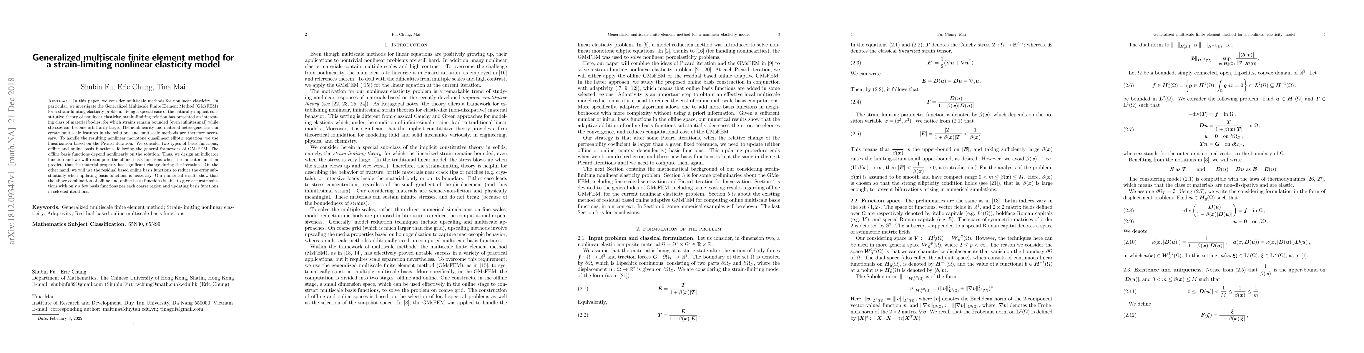 Thumbnail for Generalized multiscale finite element method for a strain-limiting
  nonlinear elasticity model