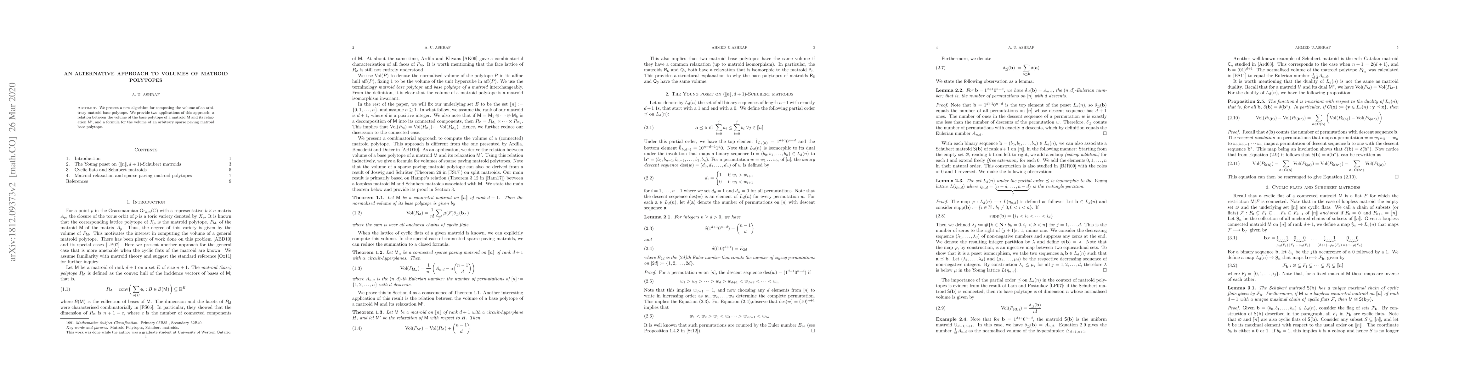Thumbnail for Another approach to volume of matroid polytopes