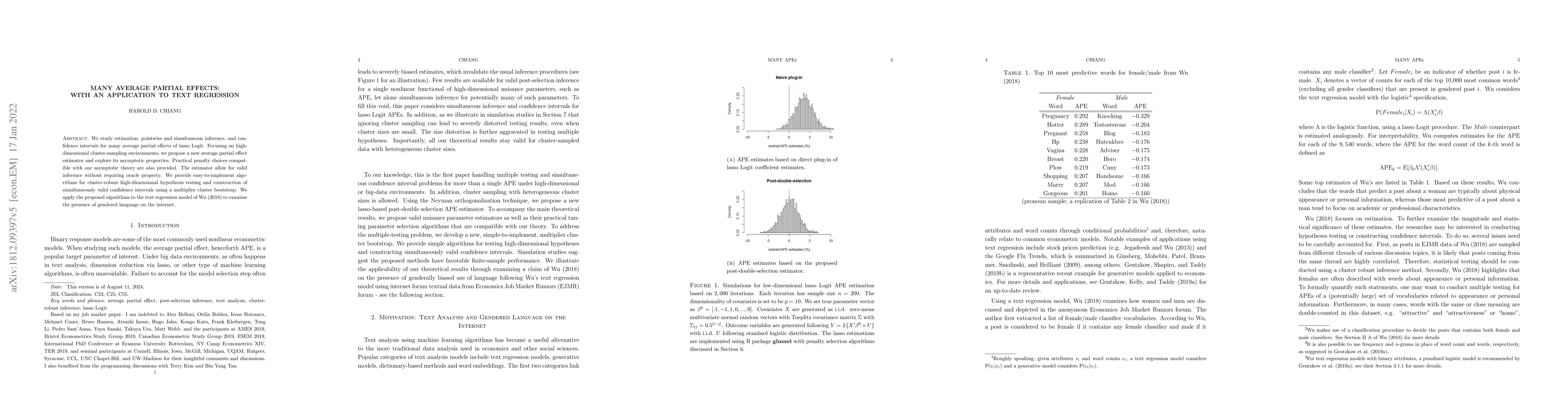 Thumbnail for Many Average Partial Effects: with An Application to Text Regression