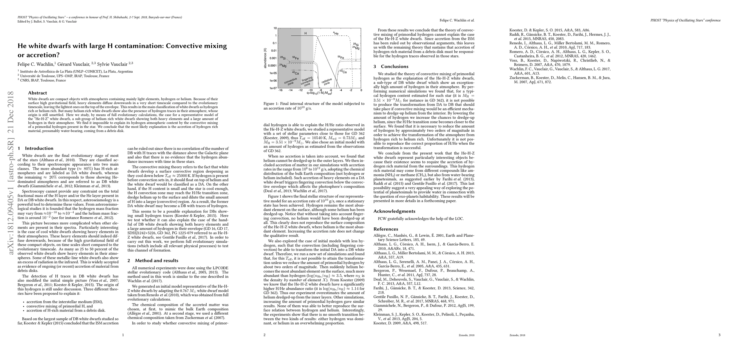 Thumbnail for He white dwarfs with large H contamination: Convective mixing or
  accretion?