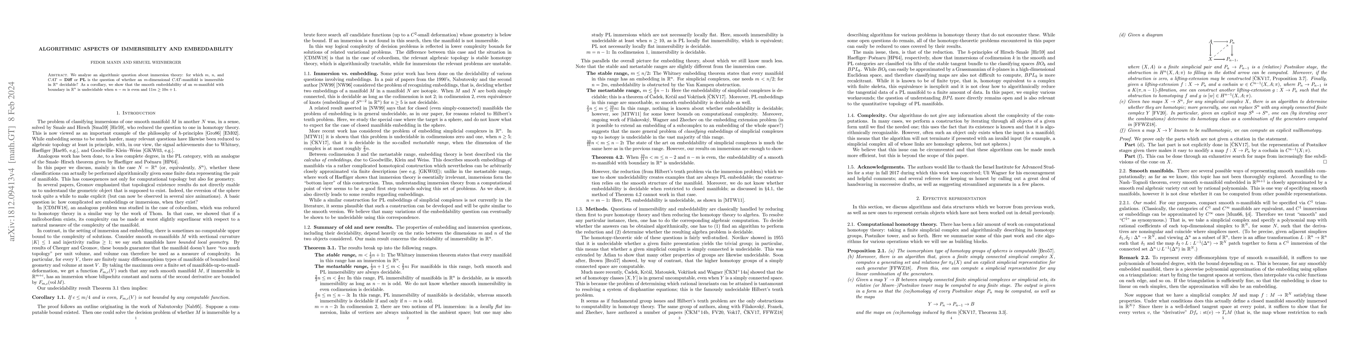 Thumbnail for Algorithmic aspects of immersibility and embeddability