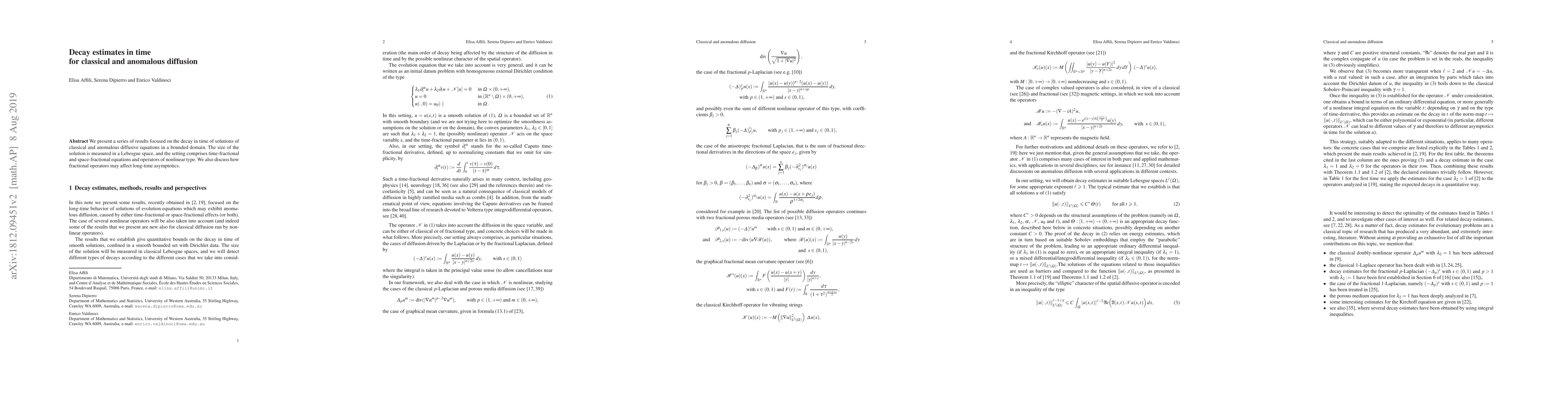 Thumbnail for Decay estimates in time for classical and anomalous diffusion
