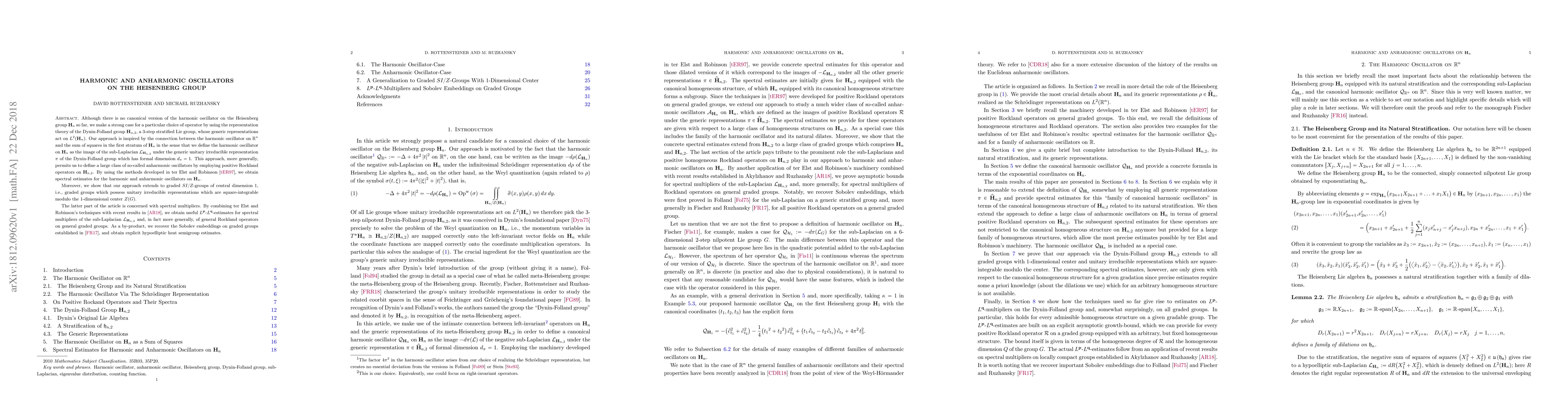 Thumbnail for Harmonic and Anharmonic Oscillators on the Heisenberg Group