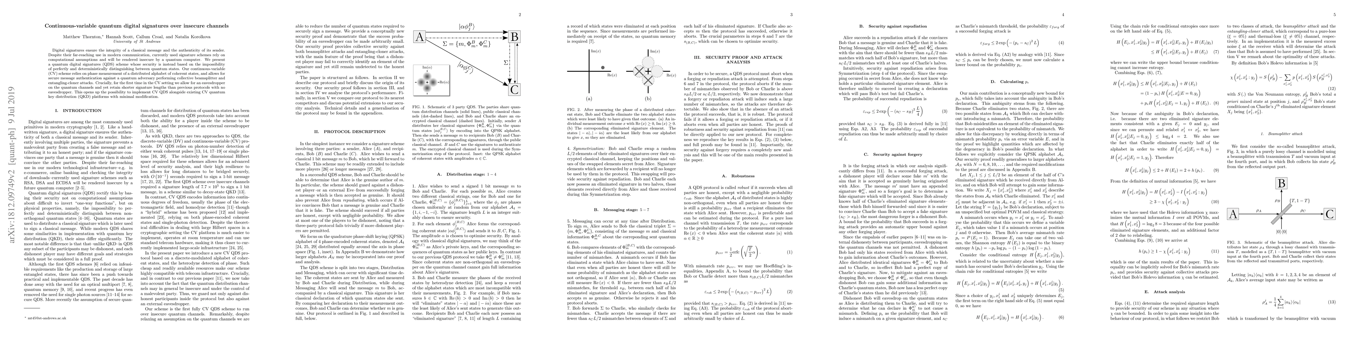 Thumbnail for Continuous-variable quantum digital signatures over insecure channels