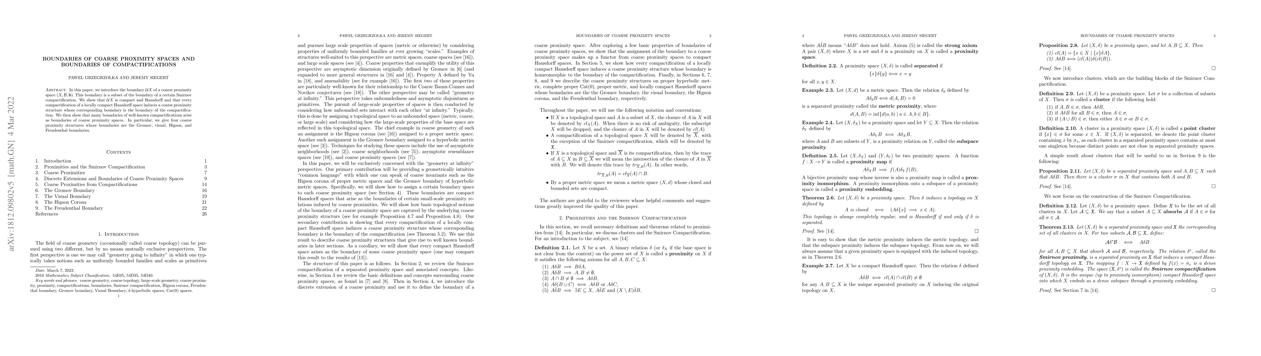 Thumbnail for Boundaries of coarse proximity spaces and boundaries of
  compactifications