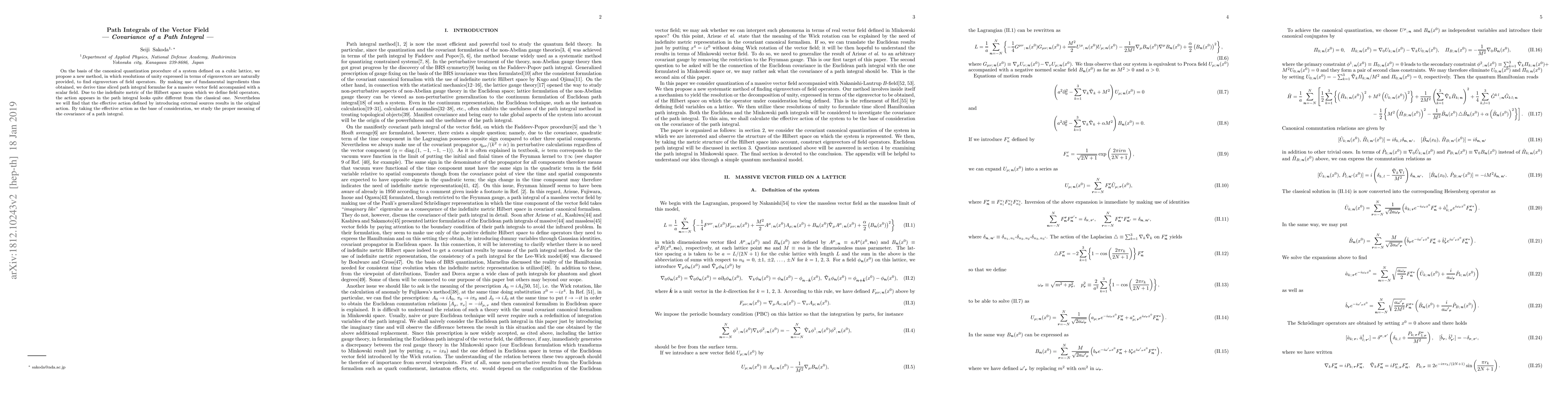 Thumbnail for Path Integrals of the Vector Field --- Covariance of a Path Integral ---