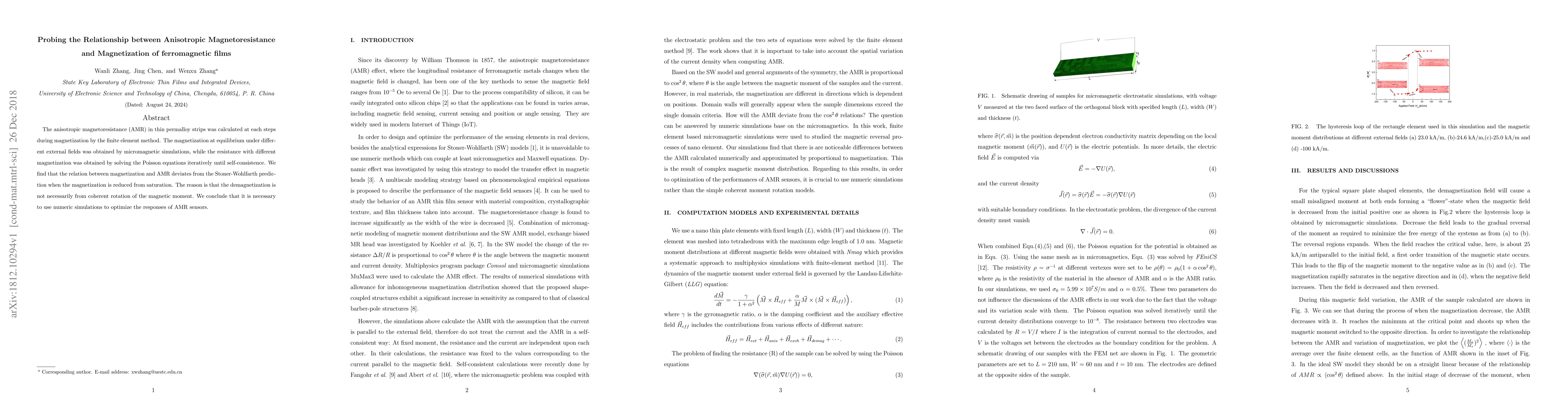 Thumbnail for Probing the Relationship between Anisotropic Magnetoresistance and
  Magnetization of ferromagnetic films