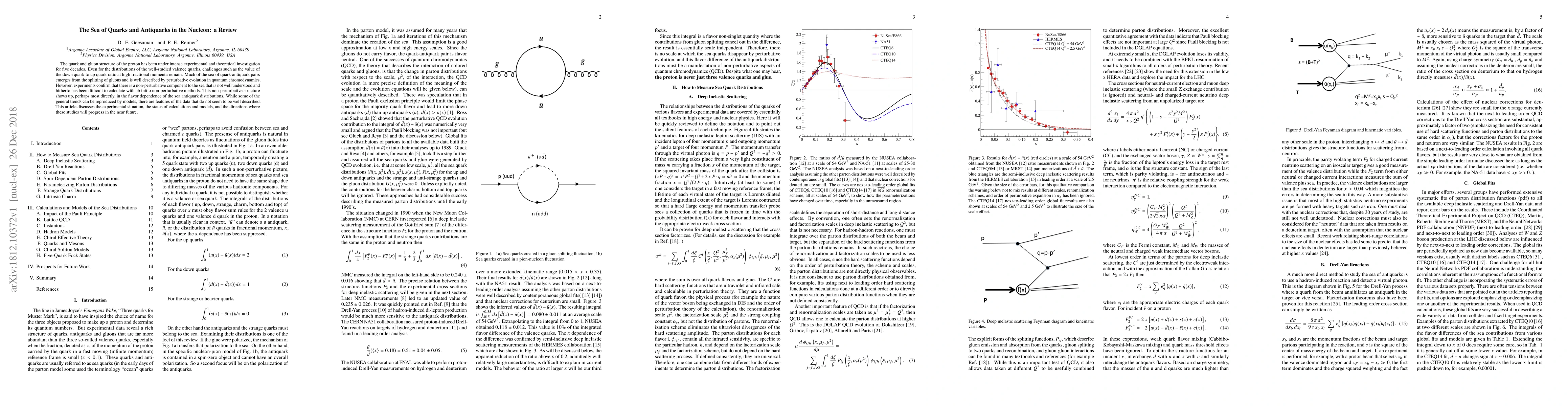 Thumbnail for The Sea of Quarks and Antiquarks in the Nucleon: a Review