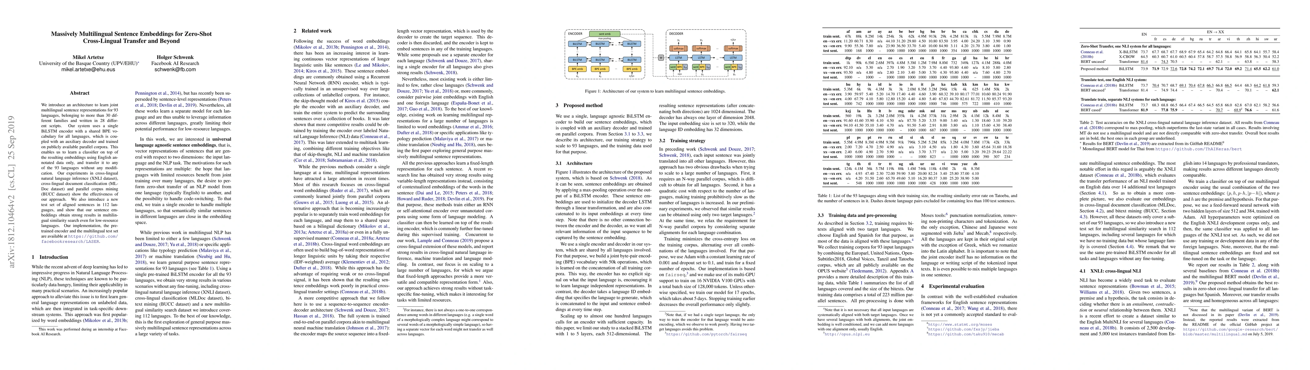 Thumbnail for Massively Multilingual Sentence Embeddings for Zero-Shot Cross-Lingual
  Transfer and Beyond