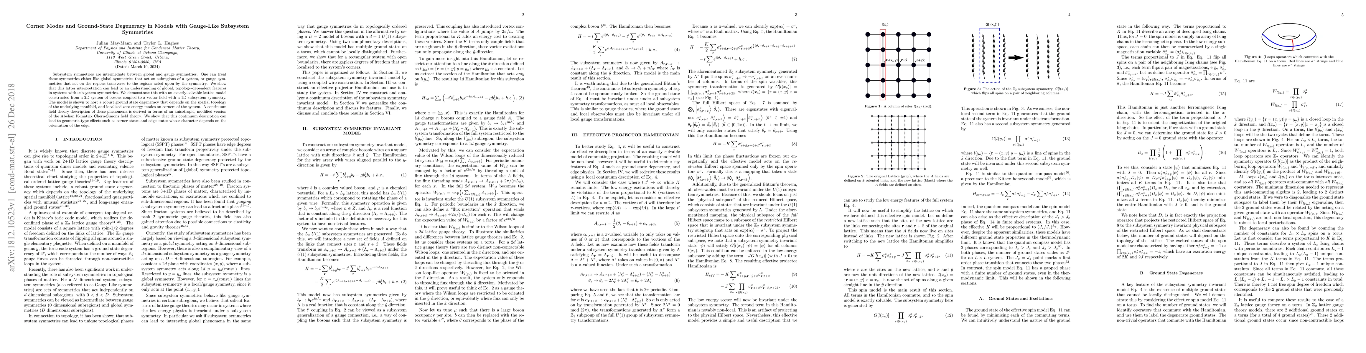 Thumbnail for Corner Modes and Ground-State Degeneracy in Models with Gauge-Like
  Subsystem Symmetries