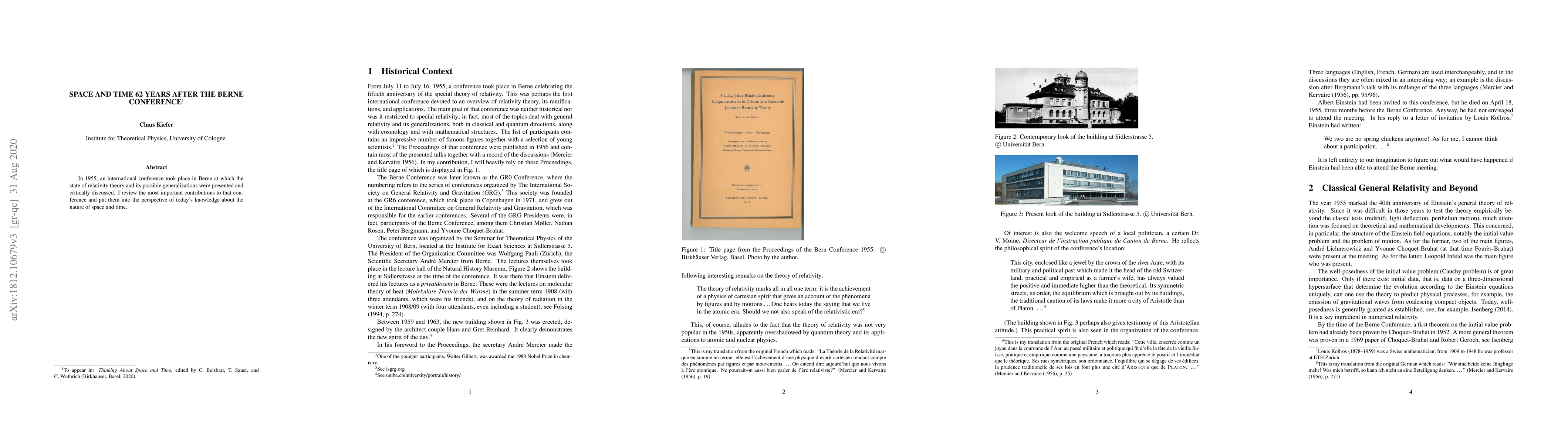 Thumbnail for Space and Time 62 Years after the Berne Conference