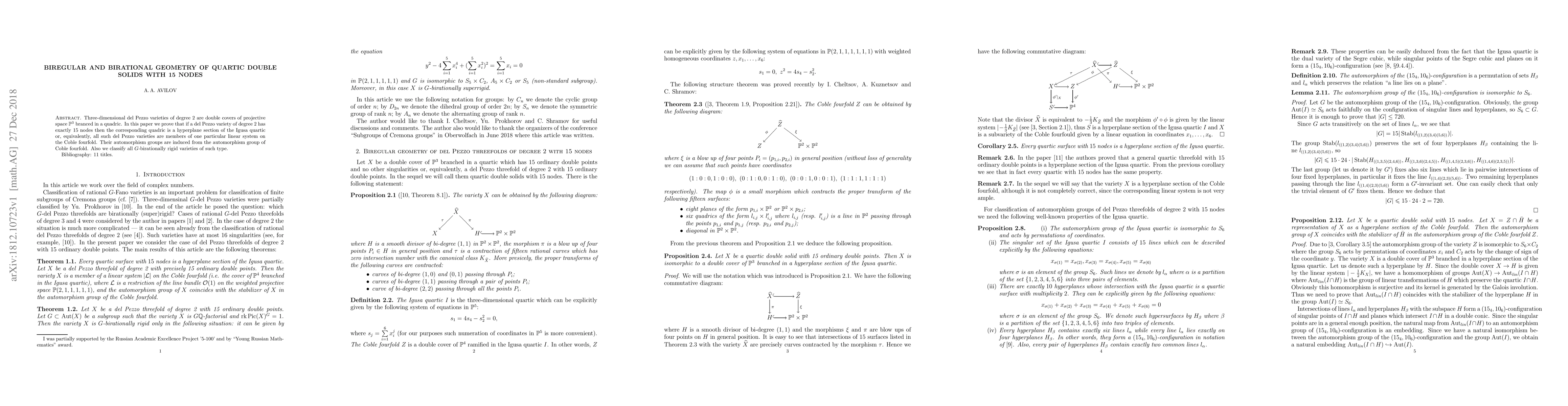 Thumbnail for Biregular and birational geometry of quartic double solids with 15 nodes