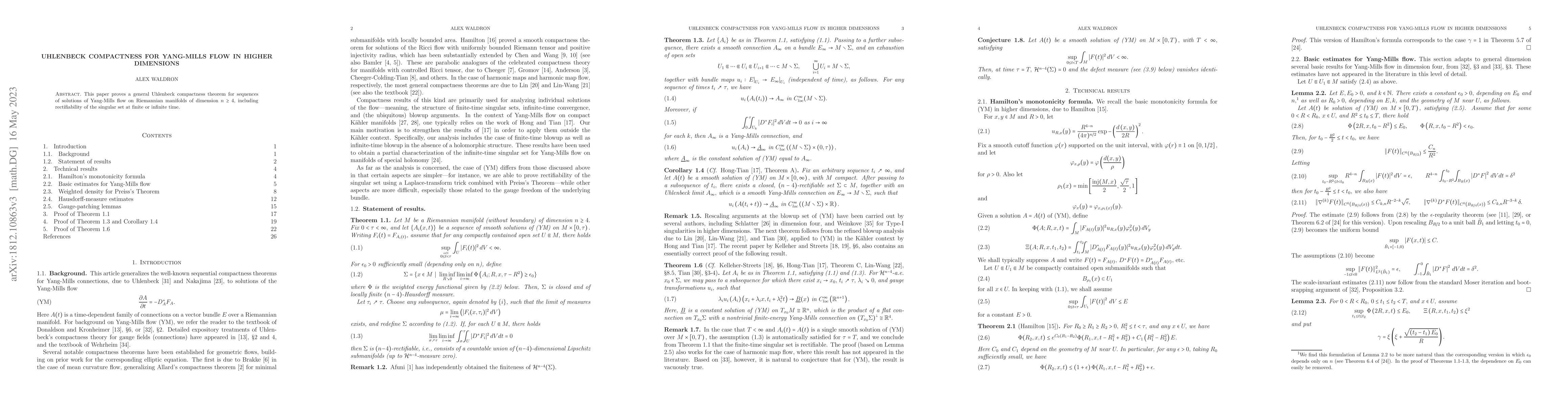 Thumbnail for Uhlenbeck compactness for Yang-Mills flow in higher dimensions