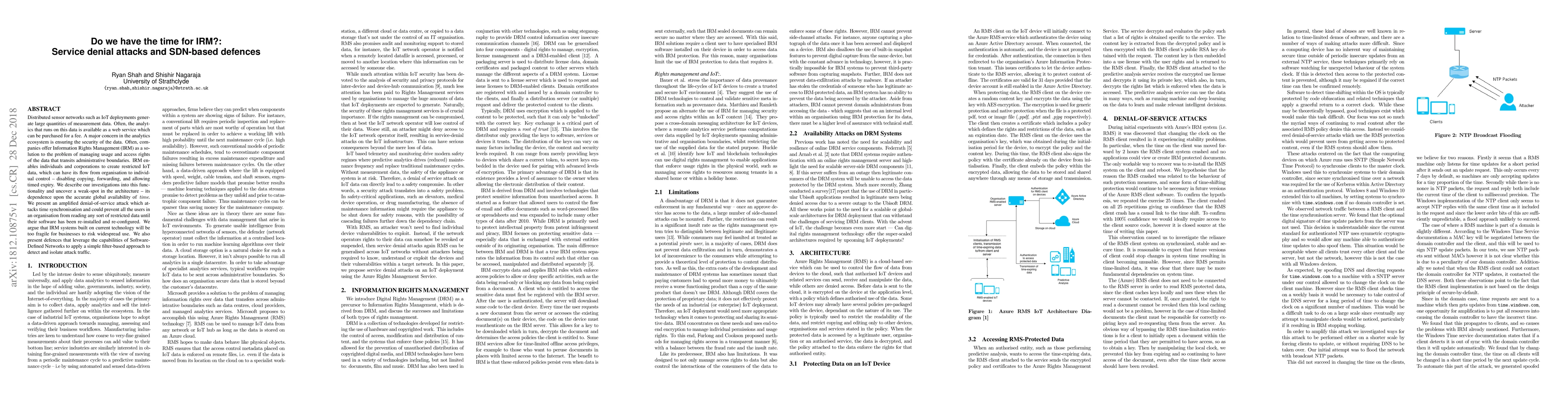 Thumbnail for Do we have the time for IRM?: Service denial attacks and SDN-based
  defences