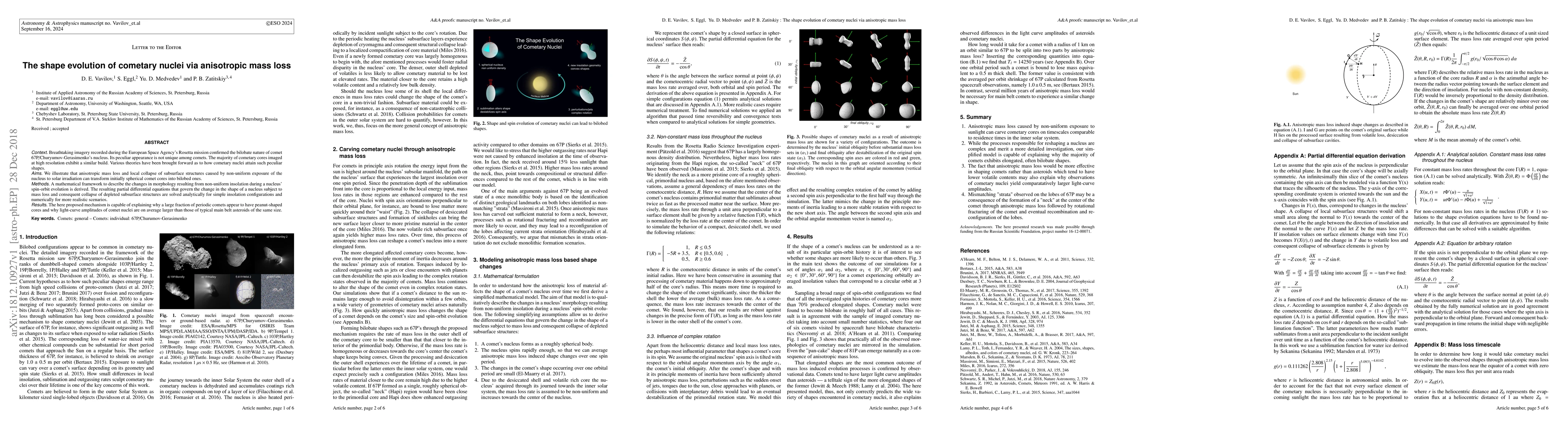 Thumbnail for The shape evolution of cometary nuclei via anisotropic mass loss