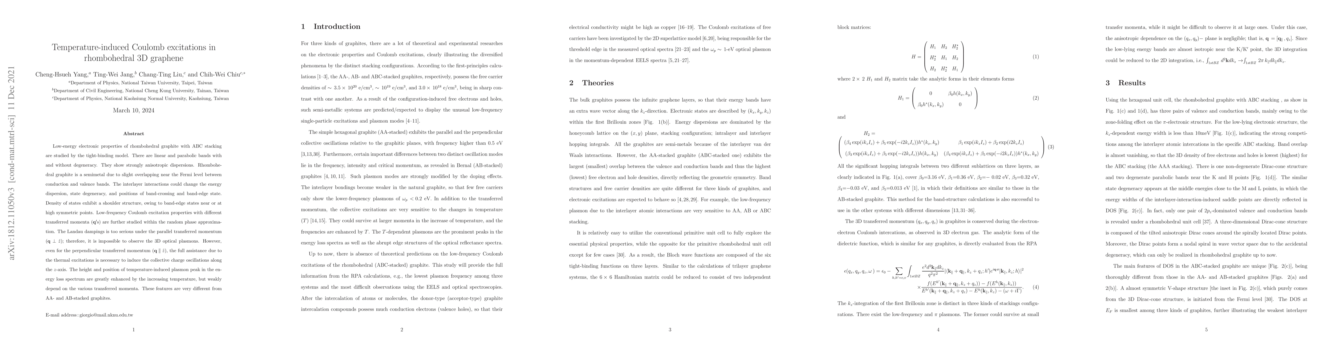 Thumbnail for Temperature-induced Coulomb excitations in rhombohedral 3D graphene
