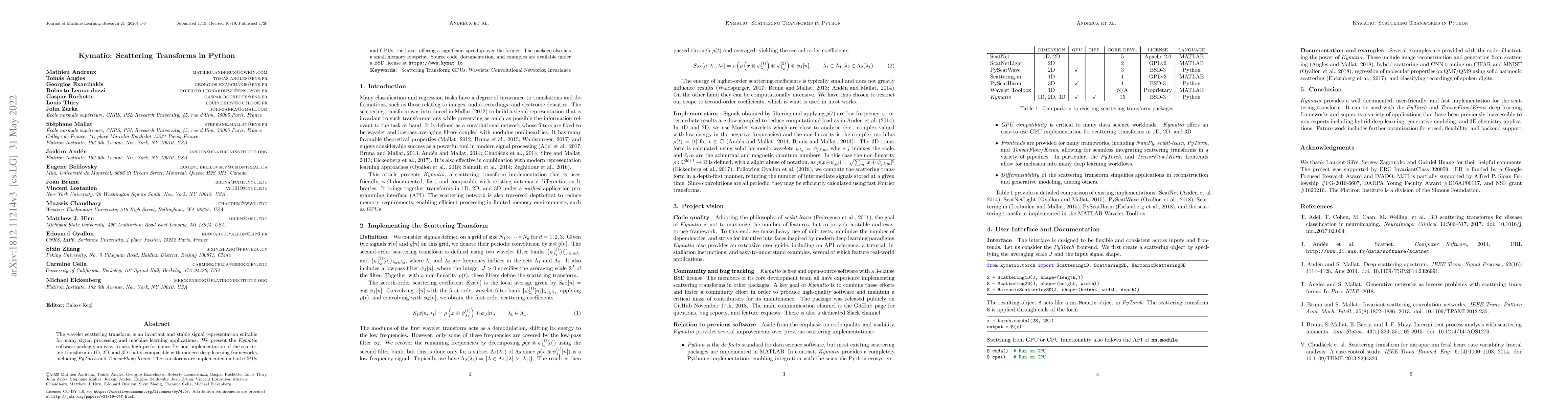 Thumbnail for Kymatio: Scattering Transforms in Python