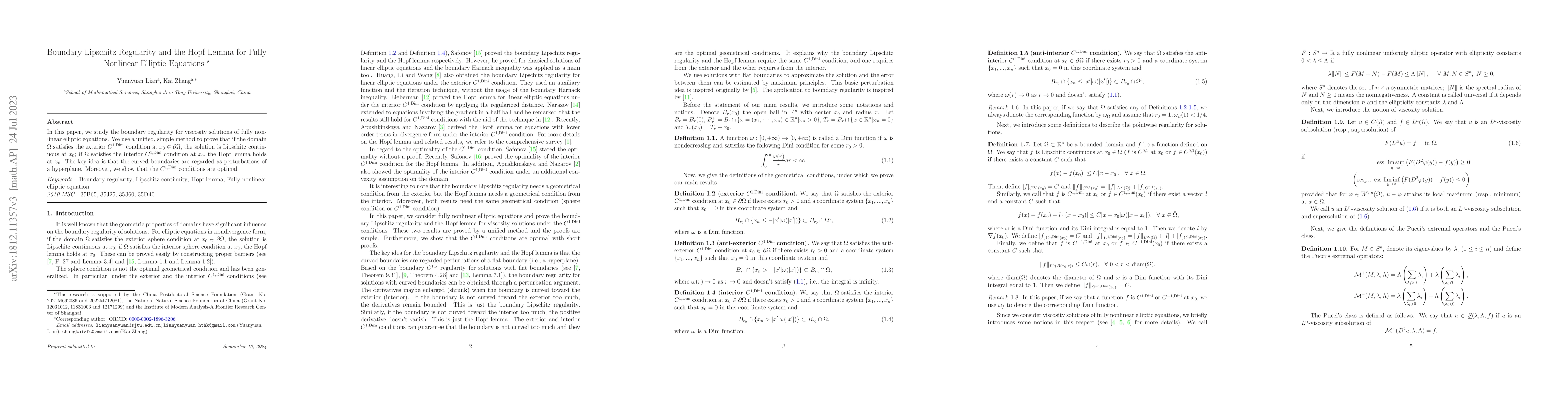 Thumbnail for Boundary Lipschitz Regularity and the Hopf Lemma for Fully Nonlinear
  Elliptic Equations