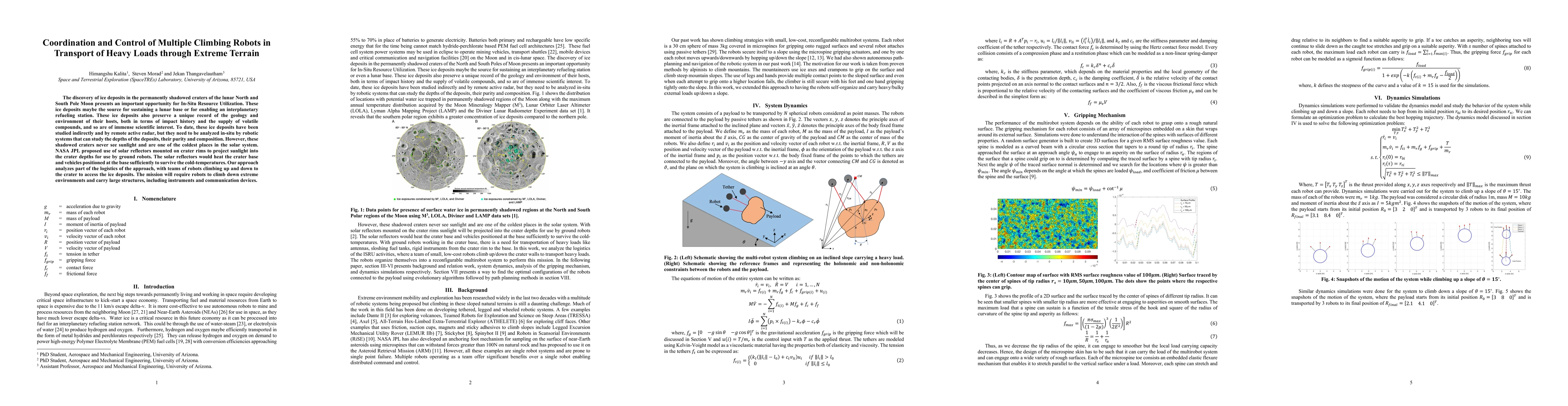Thumbnail for Coordination and Control of Multiple Climbing Robots in Transport of
  Heavy Loads through Extreme Terrain