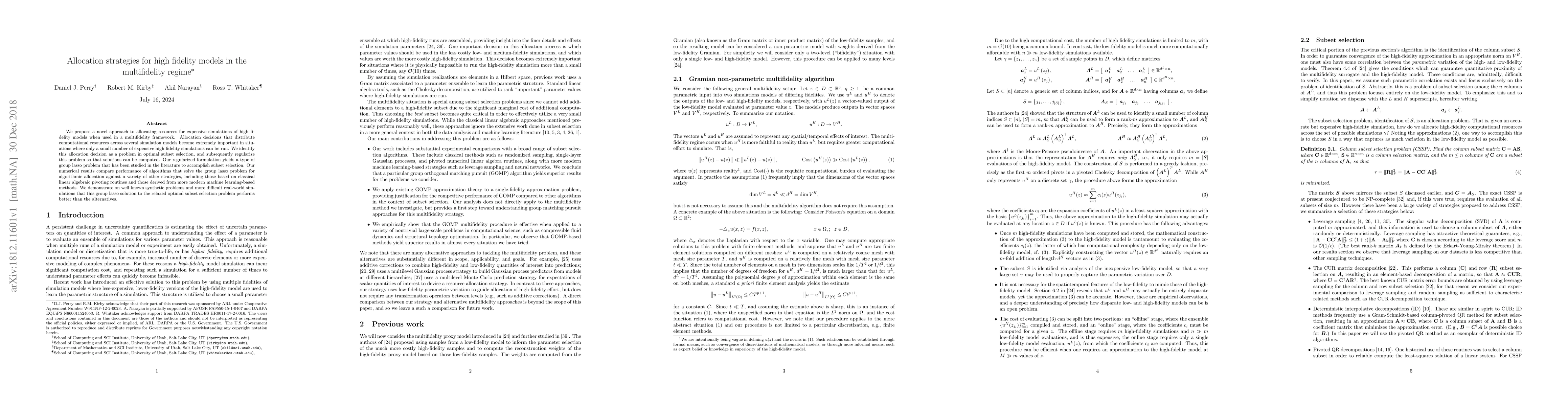 Thumbnail for Allocation strategies for high fidelity models in the multifidelity
  regime