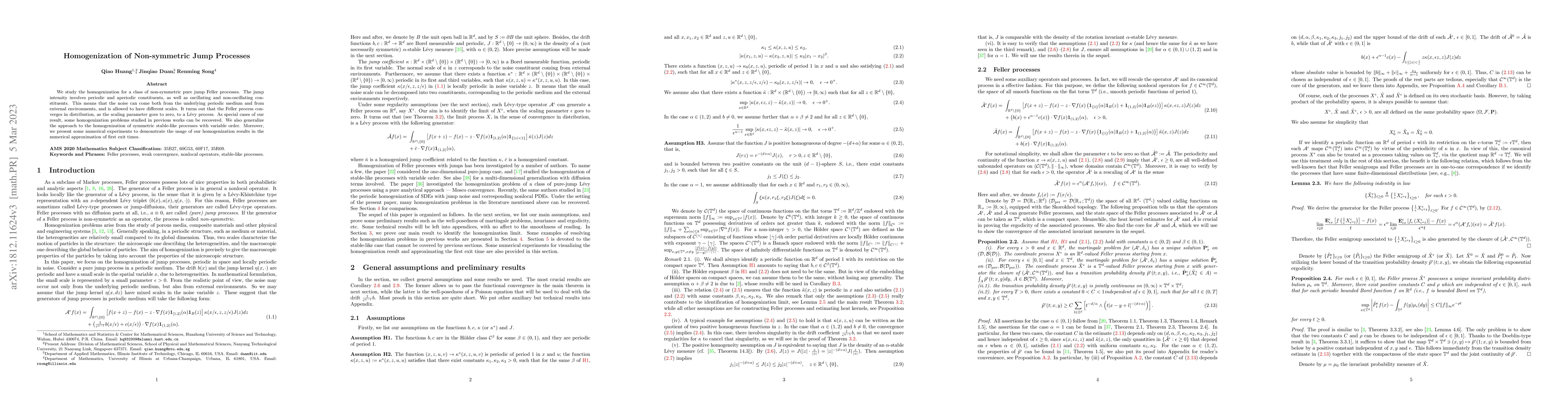 Thumbnail for Homogenization of Non-symmetric Jump Processes