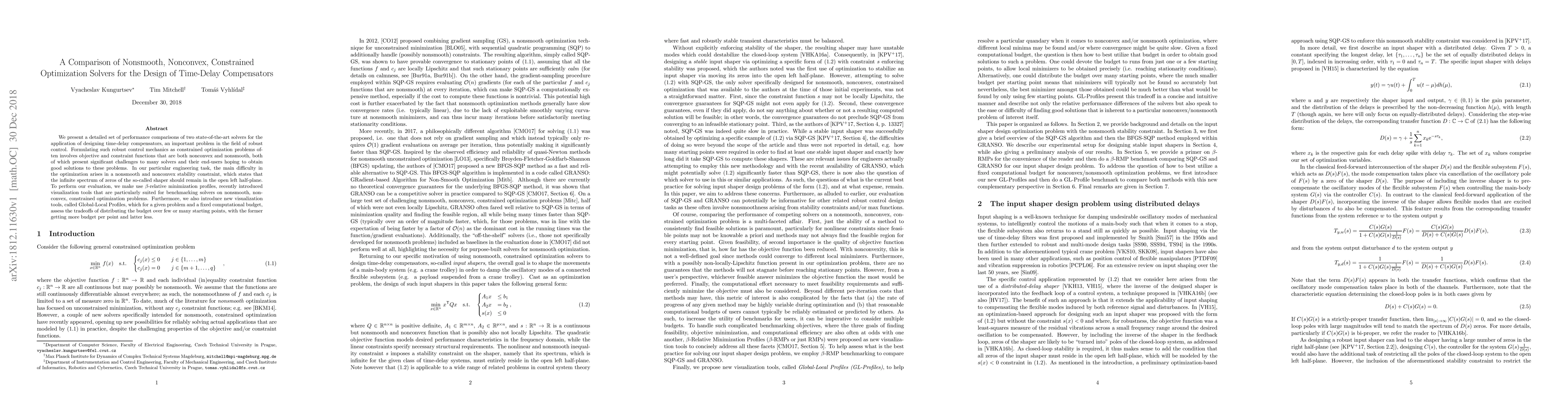 Thumbnail for A Comparison of Nonsmooth, Nonconvex, Constrained Optimization Solvers
  for the Design of Time-Delay Compensators