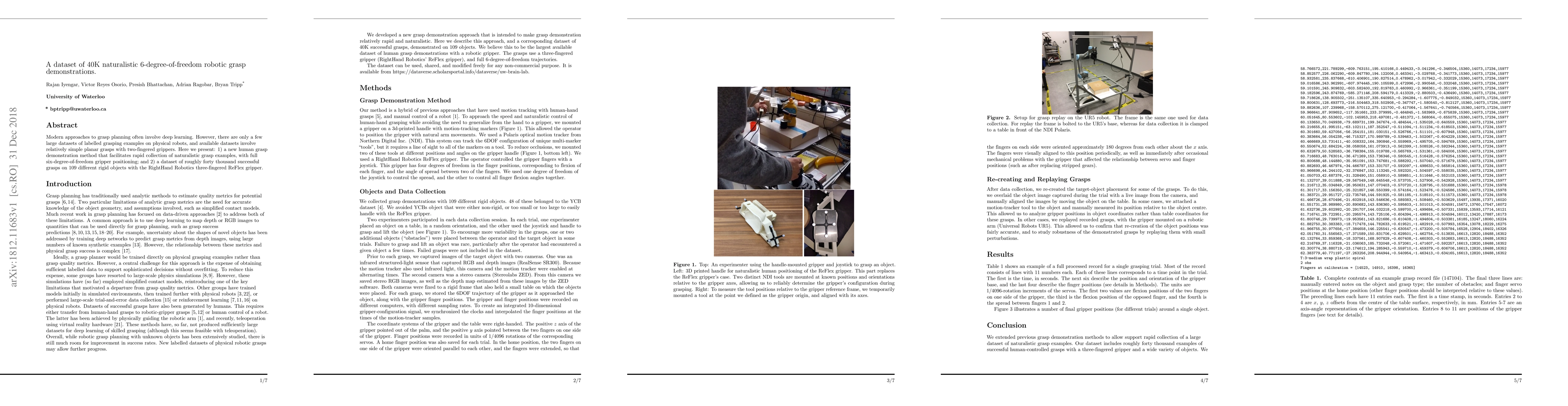 Thumbnail for A dataset of 40K naturalistic 6-degree-of-freedom robotic grasp
  demonstrations