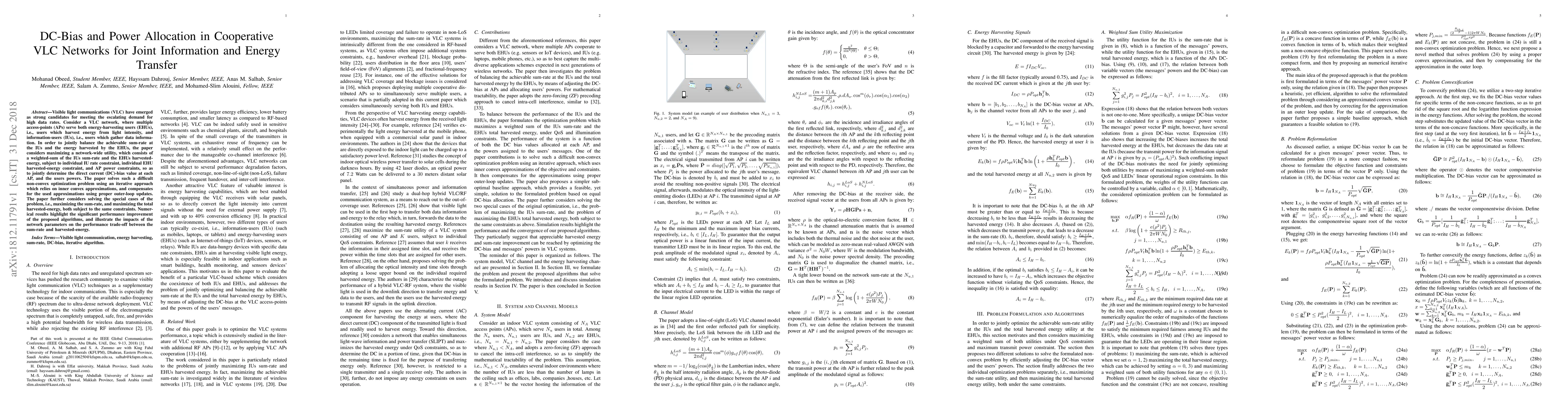 Thumbnail for DC-Bias and Power Allocation in Cooperative VLC Networks for Joint
  Information and Energy Transfer