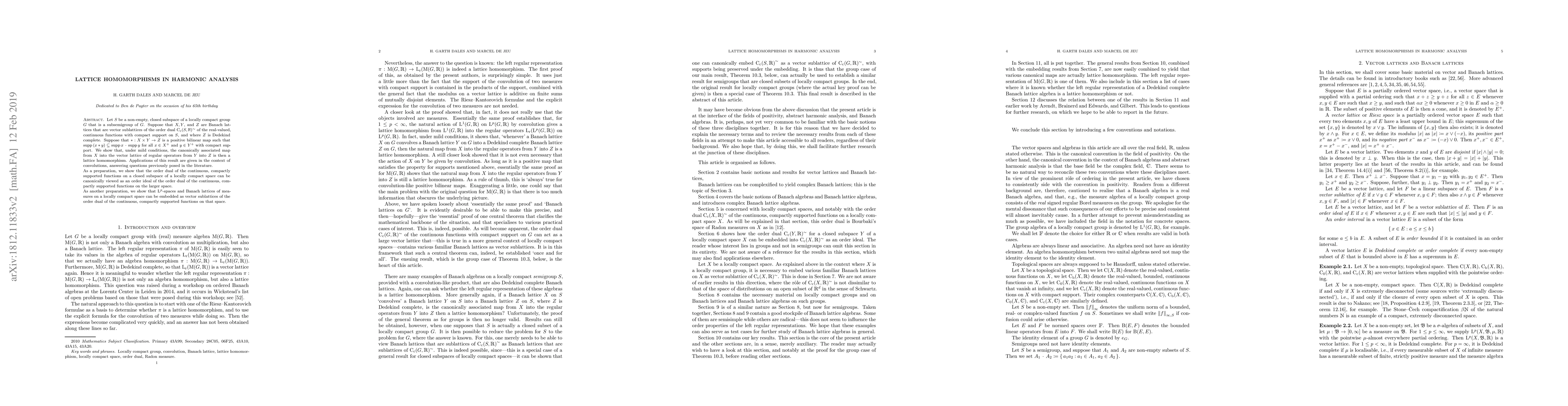 Thumbnail for Lattice homomorphisms in harmonic analysis